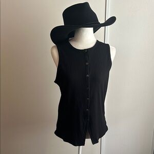 Old Navy Black Ribbed Sleeveless Button-Front Tank